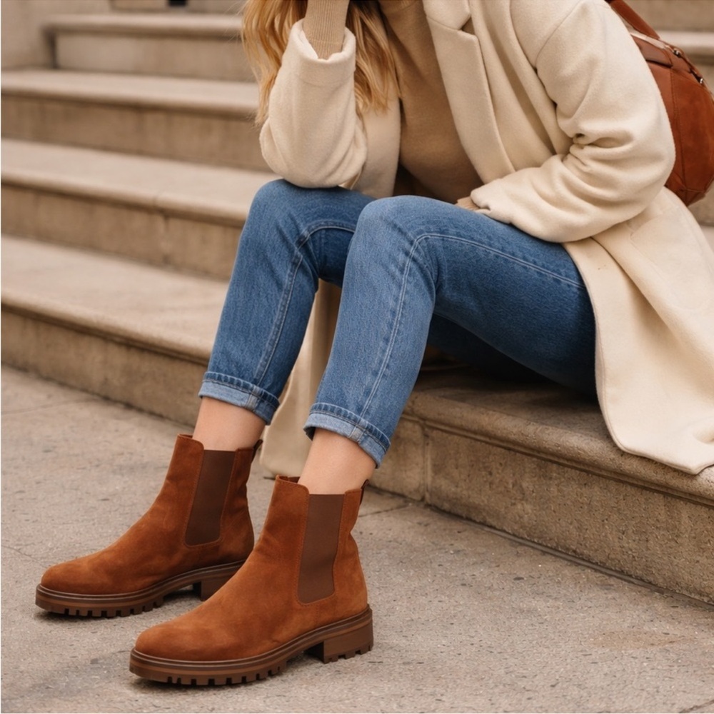 Quince Suede‎ Ankle Booties Size 8